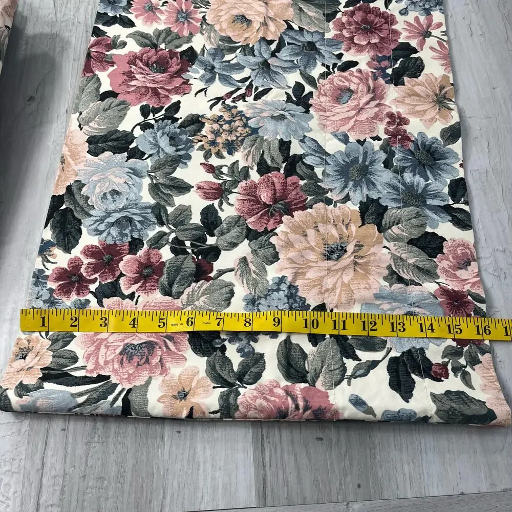 Vintage Six Permanent Press Drapery Floral Valance Curtains Made In USA